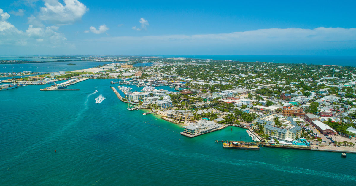 overhead view of Florida Keys coastline