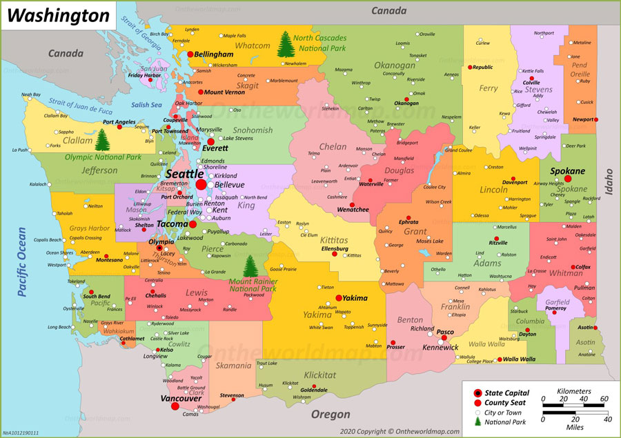 map of washington state
