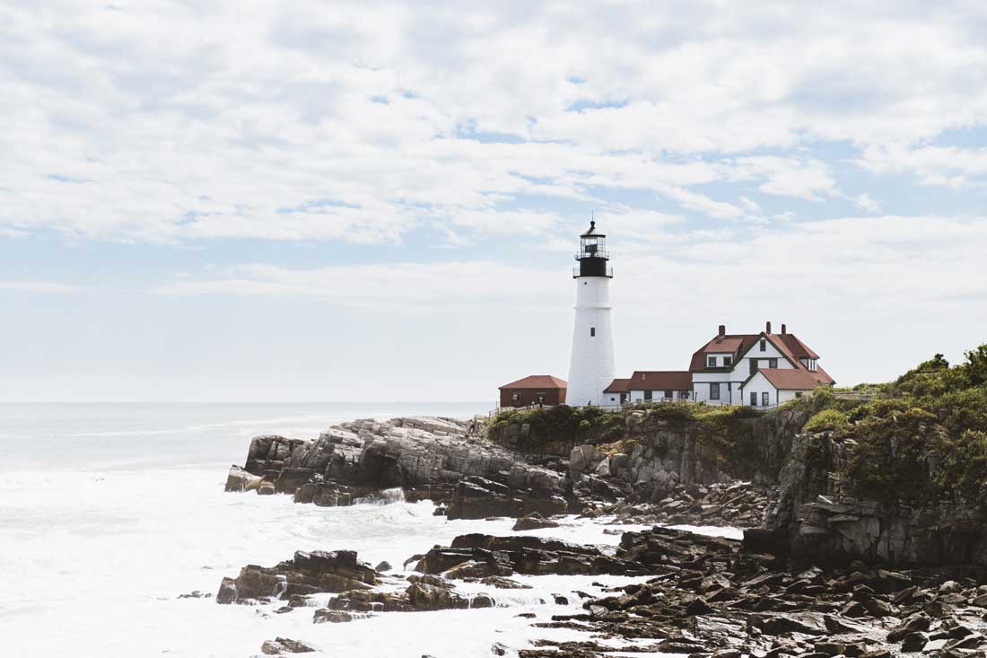 coastline photo of lighthouse maine