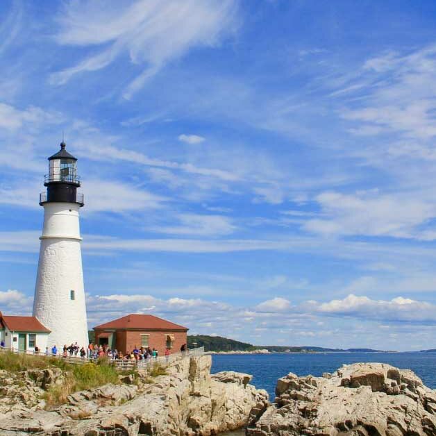 lighthouse on coast in Maine